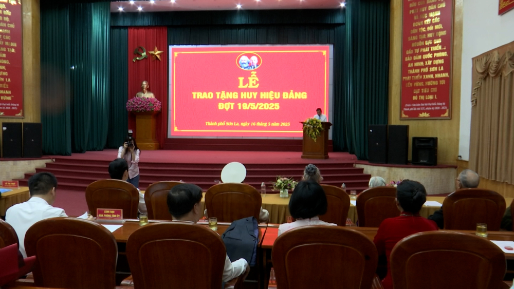 Đồng chí Bí thư Tỉnh uỷ trao Huy hiệu Đảng đợt 19/5